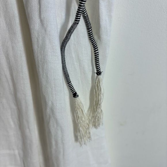 ZARA Sz M-L Gauzy Drawstrings Tassels Beaded V-Neck Striped Maxi Dress NEW - Picture 11 of 13